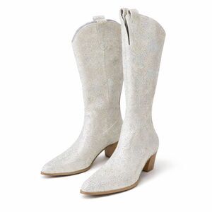 Colorful Iridescent Rhinestone Western Cowgirl Boots Bling Sparkly Size 8.5